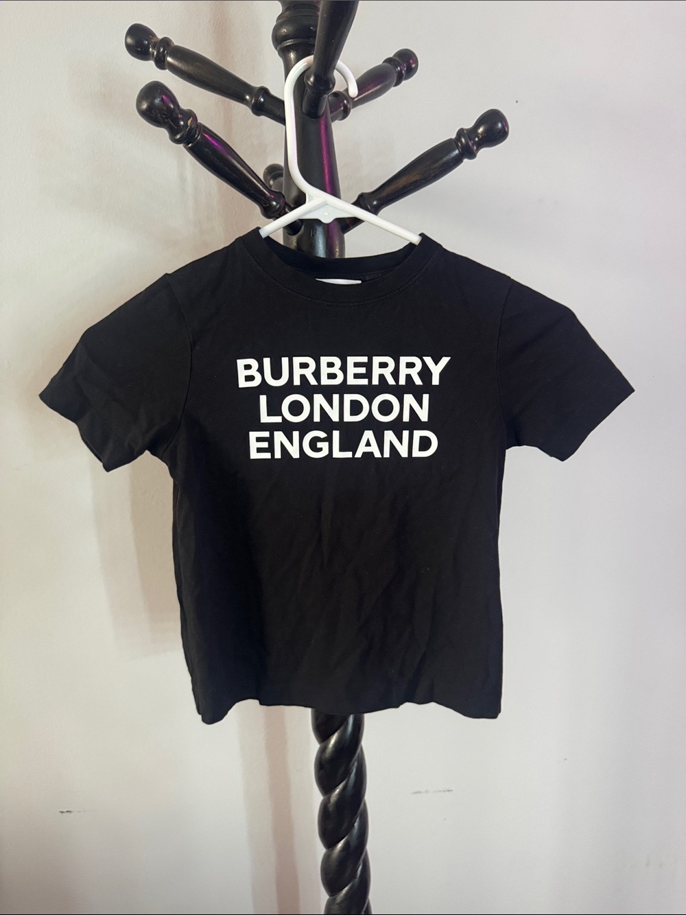 Burberry Black Kids Logo Tee with White Text 34.M